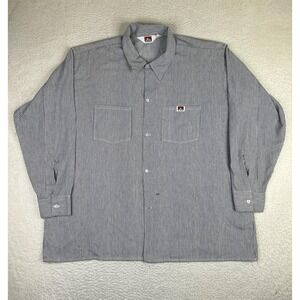 Ben Davis Shirt Mens 3XL Blue Stripe Long Sleeve Button Up Workwear USA